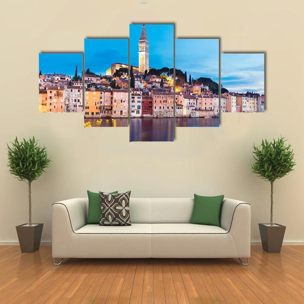 Rovinj City In Croatia Canvas Wall Art-5 Star-Gallery Wrap-62" x 32"-Tiaracle