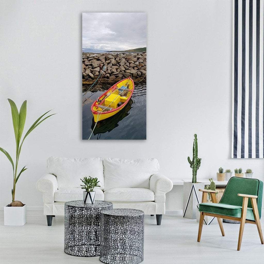 Rowing Boat In Iceland Vertical Canvas Wall Art-1 Vertical-Gallery Wrap-12" x 24"-Tiaracle