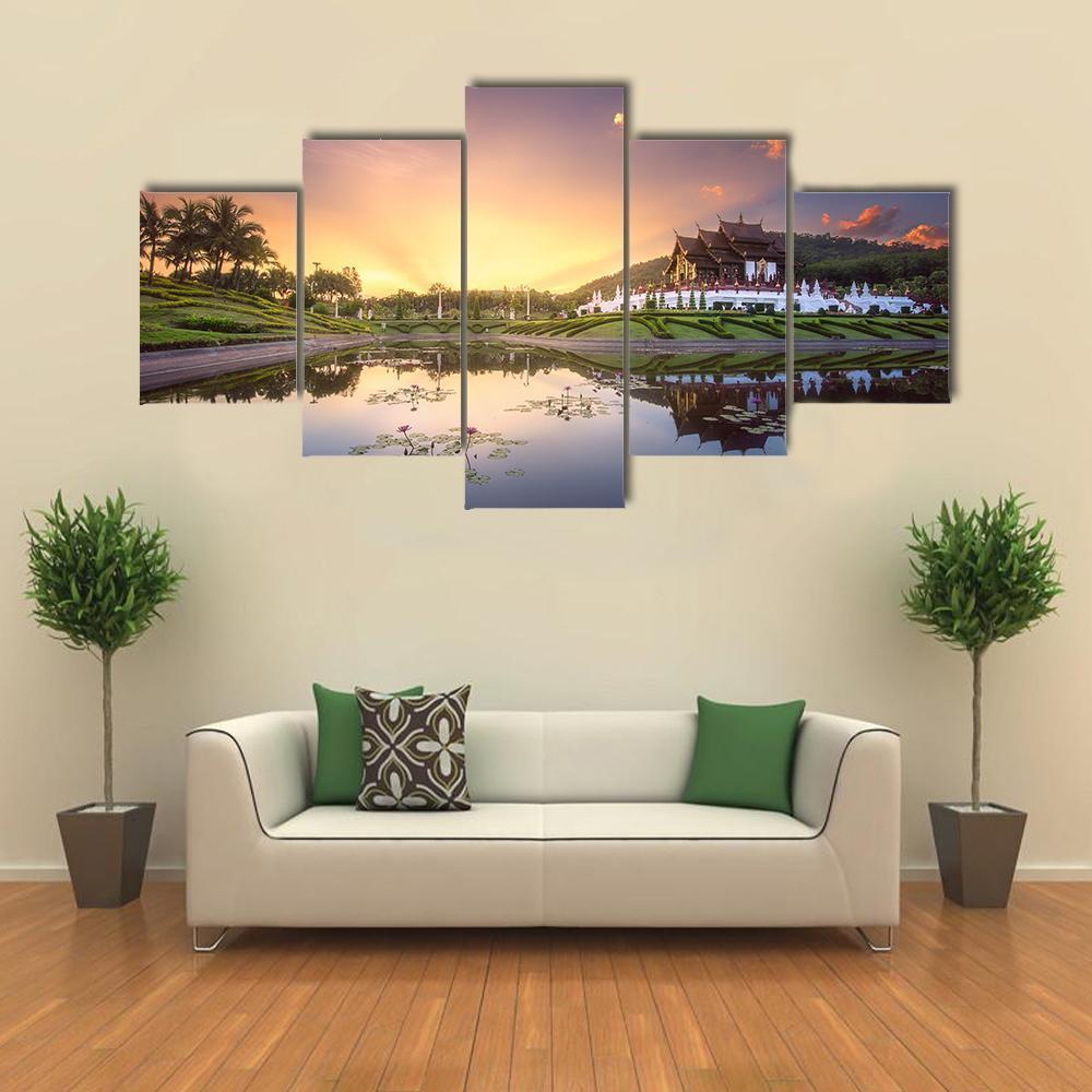 Royal Flora Ratchaphruek Park Canvas Wall Art-5 Star-Gallery Wrap-62" x 32"-Tiaracle