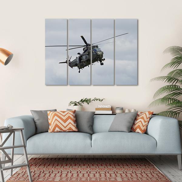 Royal Navy Sea King Helicopter Canvas Wall Art-4 Horizontal-Gallery Wrap-34" x 24"-Tiaracle