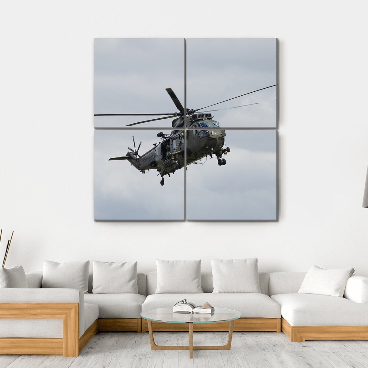 Royal Navy Sea King Helicopter Canvas Wall Art-4 Square-Gallery Wrap-17" x 17"-Tiaracle