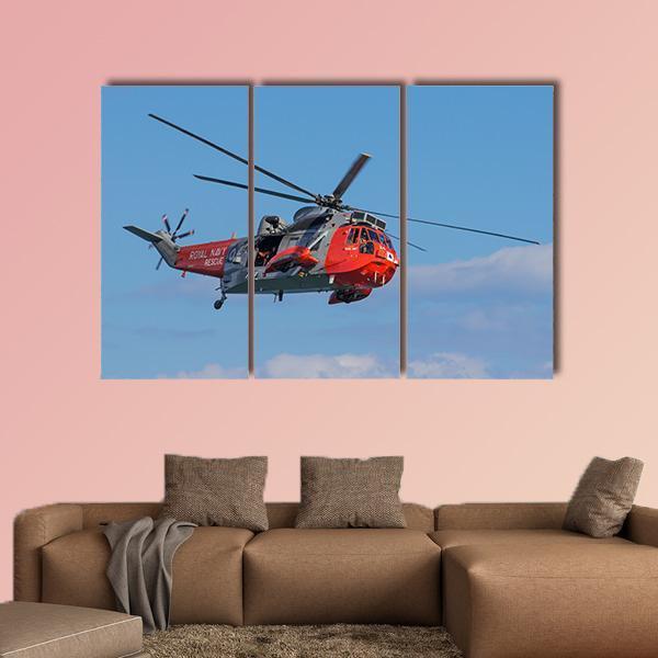 Royal Navy Sea King Search And Rescue Helicopter Canvas Wall Art-3 Horizontal-Gallery Wrap-37" x 24"-Tiaracle