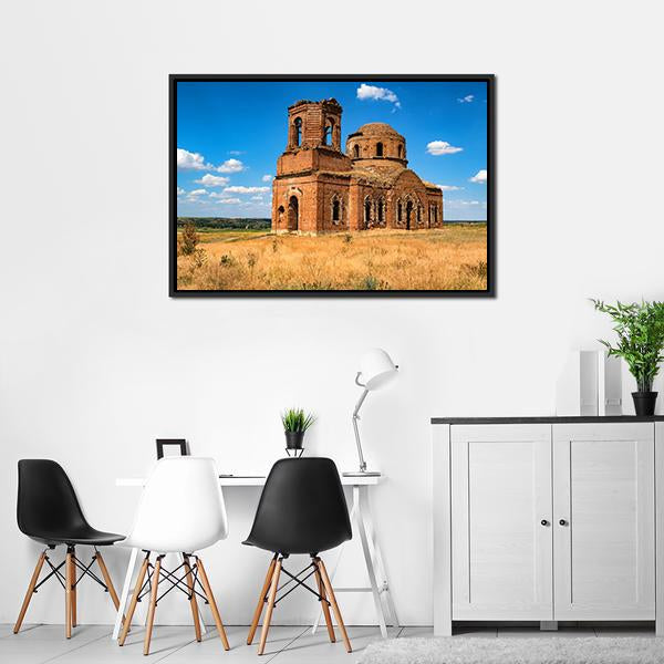 Ruined Orhtodox Cathedral Canvas Wall Art-3 Horizontal-Gallery Wrap-25" x 16"-Tiaracle