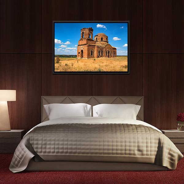 Ruined Orhtodox Cathedral Canvas Wall Art-3 Horizontal-Gallery Wrap-25" x 16"-Tiaracle