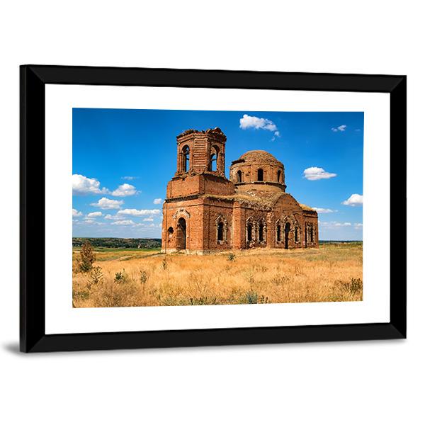 Ruined Orhtodox Cathedral Canvas Wall Art-3 Horizontal-Gallery Wrap-25" x 16"-Tiaracle