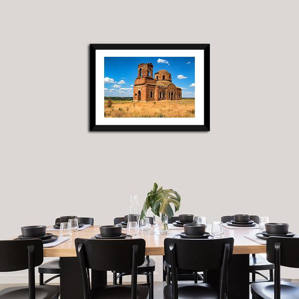 Ruined Orhtodox Cathedral Canvas Wall Art-1 Piece-Framed Print-20" x 16"-Tiaracle