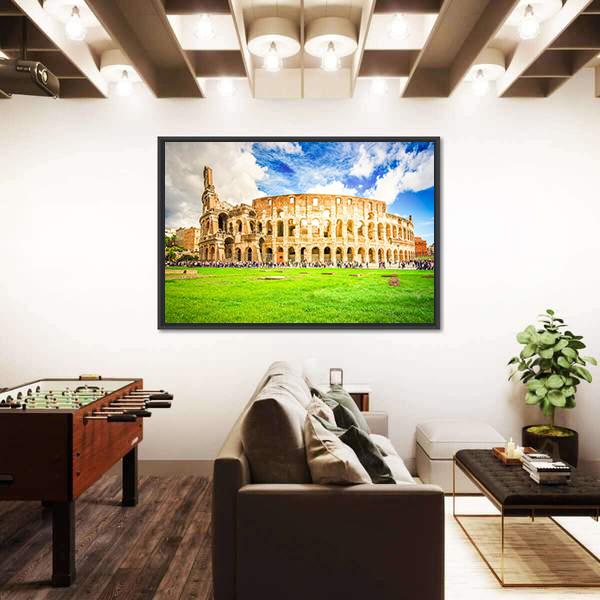 Ruins Of Antique Colosseum Building Canvas Wall Art-3 Horizontal-Gallery Wrap-25" x 16"-Tiaracle