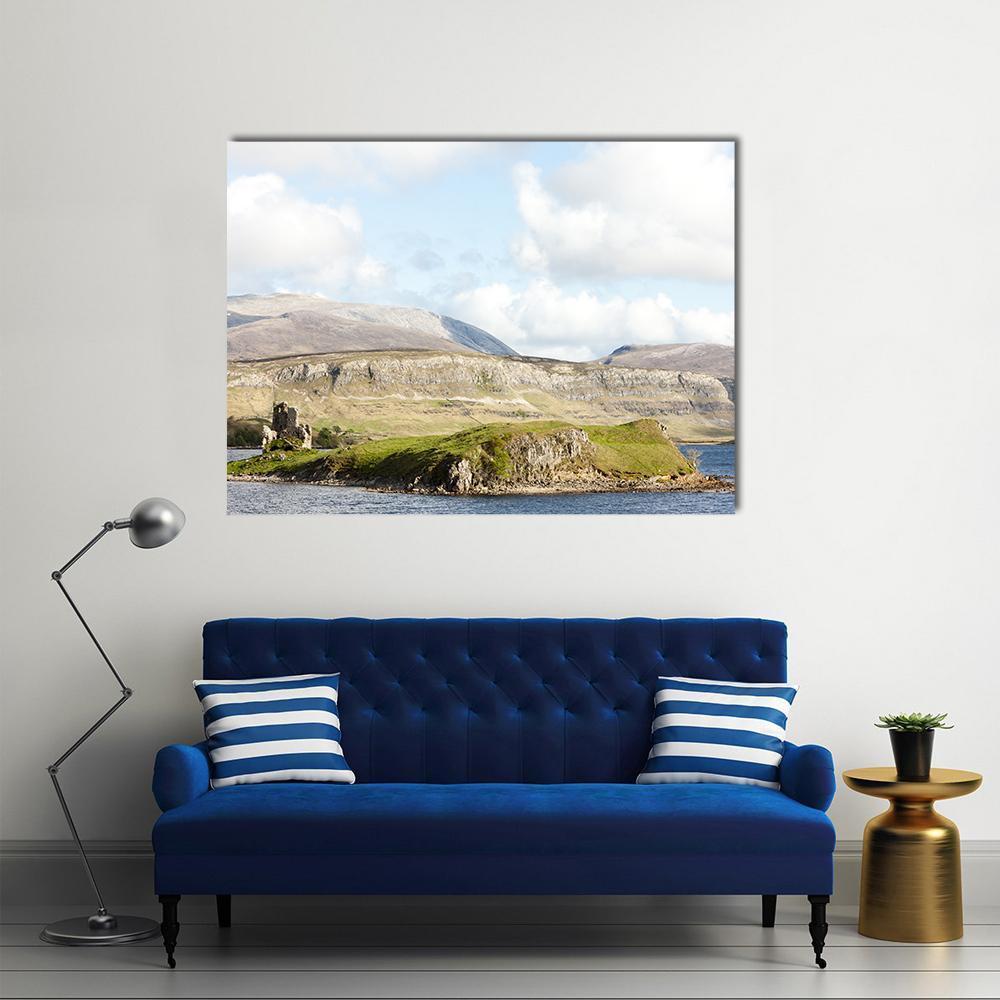 Ruins Of Ardvreck Castle Canvas Wall Art-1 Piece-Gallery Wrap-48" x 32"-Tiaracle