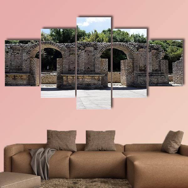 Ruins of Buthrotum In Albania Canvas Wall Art-5 Star-Gallery Wrap-62" x 32"-Tiaracle