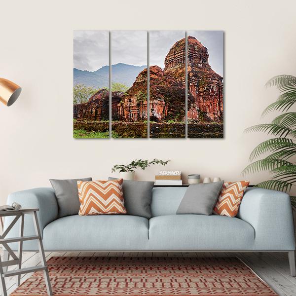Ruins Of Old Hindu Temples Canvas Wall Art-4 Horizontal-Gallery Wrap-34" x 24"-Tiaracle