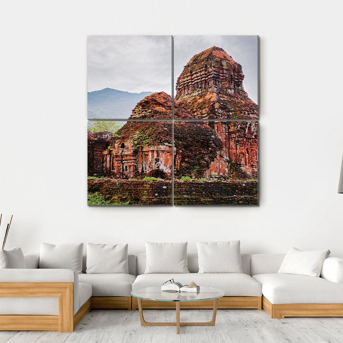 Ruins Of Old Hindu Temples Canvas Wall Art-4 Square-Gallery Wrap-17" x 17"-Tiaracle