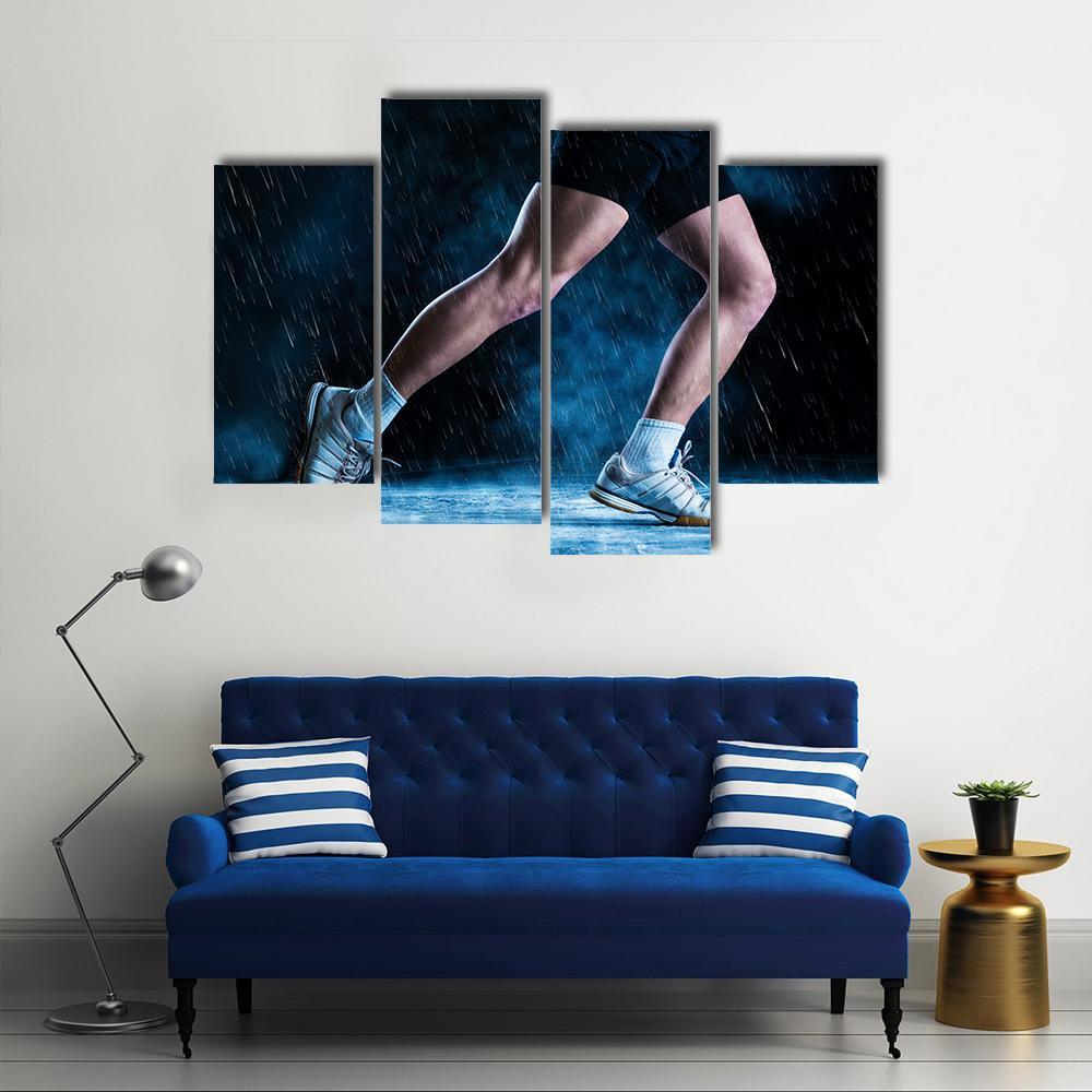 Runne Feet Running In Misty Dark Canvas Wall Art-4 Pop-Gallery Wrap-50" x 32"-Tiaracle