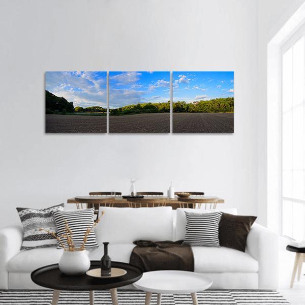 Rural Field Landscape Panoramic Canvas Wall Art-3 Piece-25" x 08"-Tiaracle