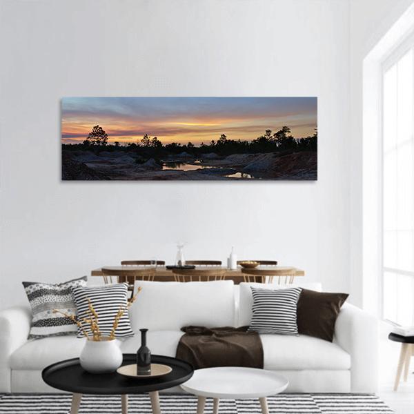 Rural Landscape At Dusk Panoramic Canvas Wall Art-1 Piece-36" x 12"-Tiaracle