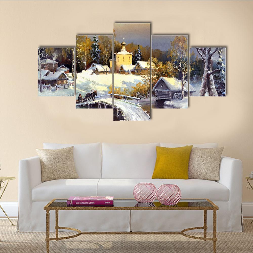 Rural Landscape Canvas Wall Art-5 Star-Gallery Wrap-62" x 32"-Tiaracle
