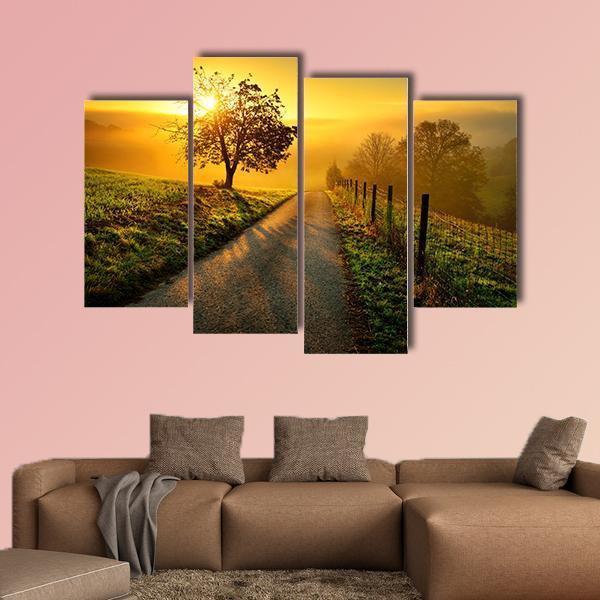 Rural Landscape On A Hill Canvas Wall Art-4 Pop-Gallery Wrap-50" x 32"-Tiaracle