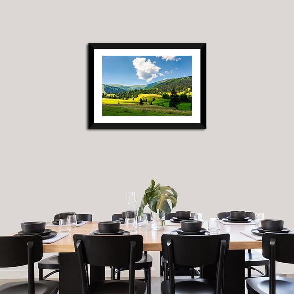 Rural Scenery In Mountains Canvas Wall Art-1 Piece-Framed Print-20" x 16"-Tiaracle