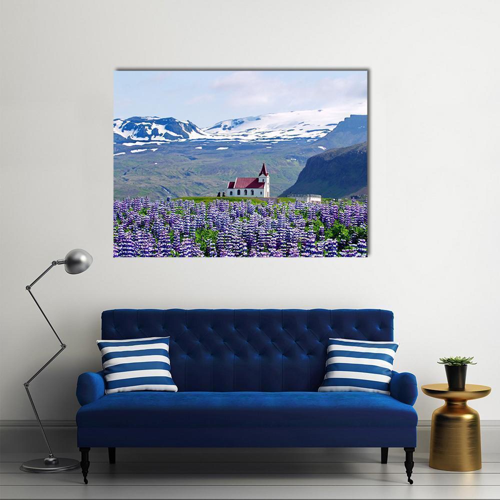 Rural Village Church Canvas Wall Art-1 Piece-Gallery Wrap-48" x 32"-Tiaracle