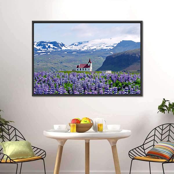 Rural Village Church Canvas Wall Art-3 Horizontal-Gallery Wrap-25" x 16"-Tiaracle