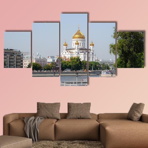 Mosque In Moscow Canvas Wall Art-5 Star-Gallery Wrap-62" x 32"-Tiaracle