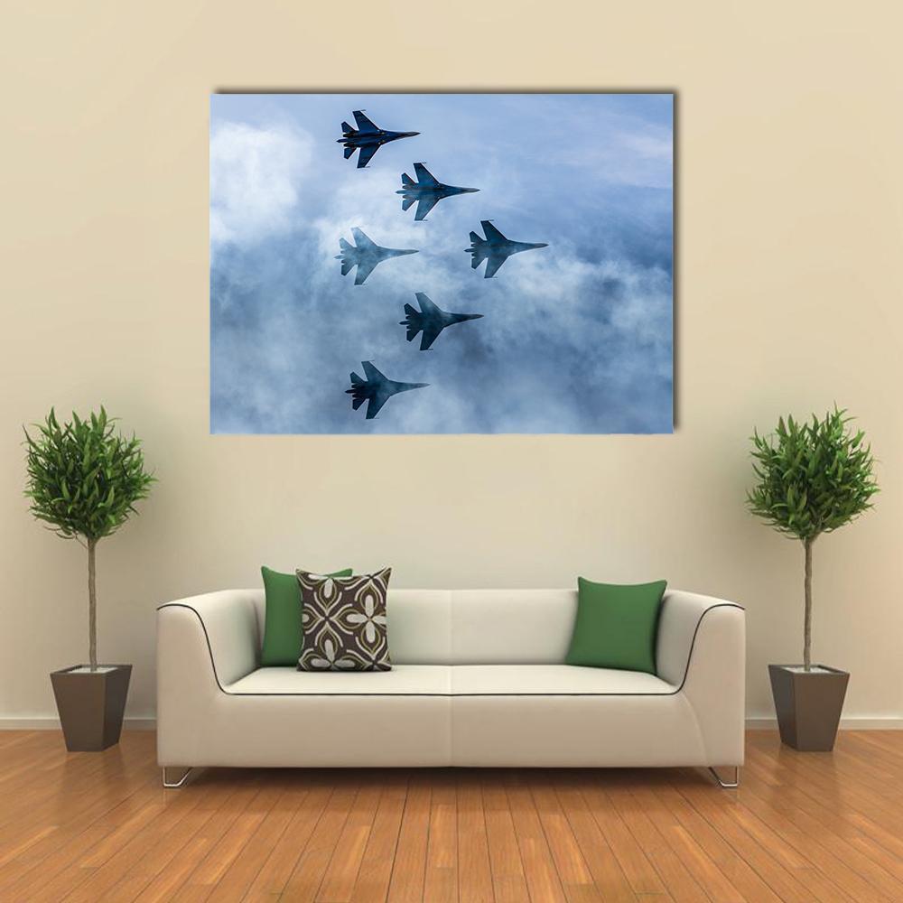 Russian Fighter Aircrafts SU 27 Canvas Wall Art-1 Piece-Gallery Wrap-36" x 24"-Tiaracle