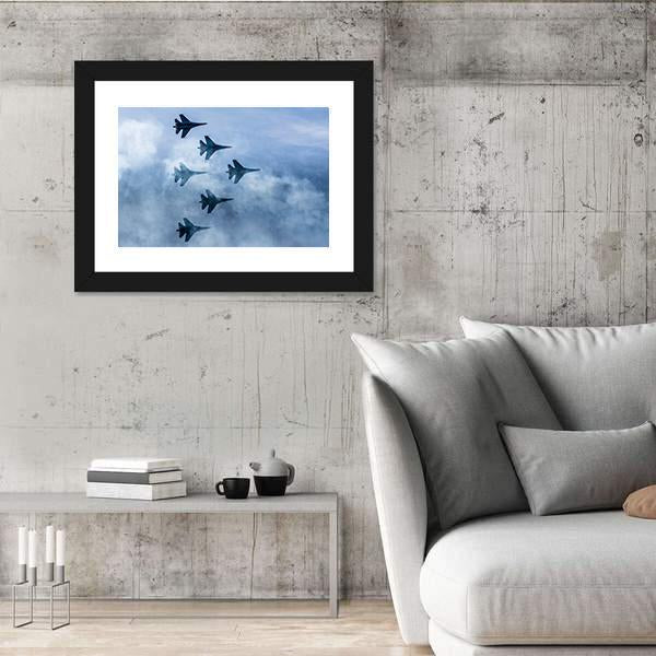 Russian Fighter Aircrafts SU 27 Canvas Wall Art-3 Horizontal-Gallery Wrap-25" x 16"-Tiaracle