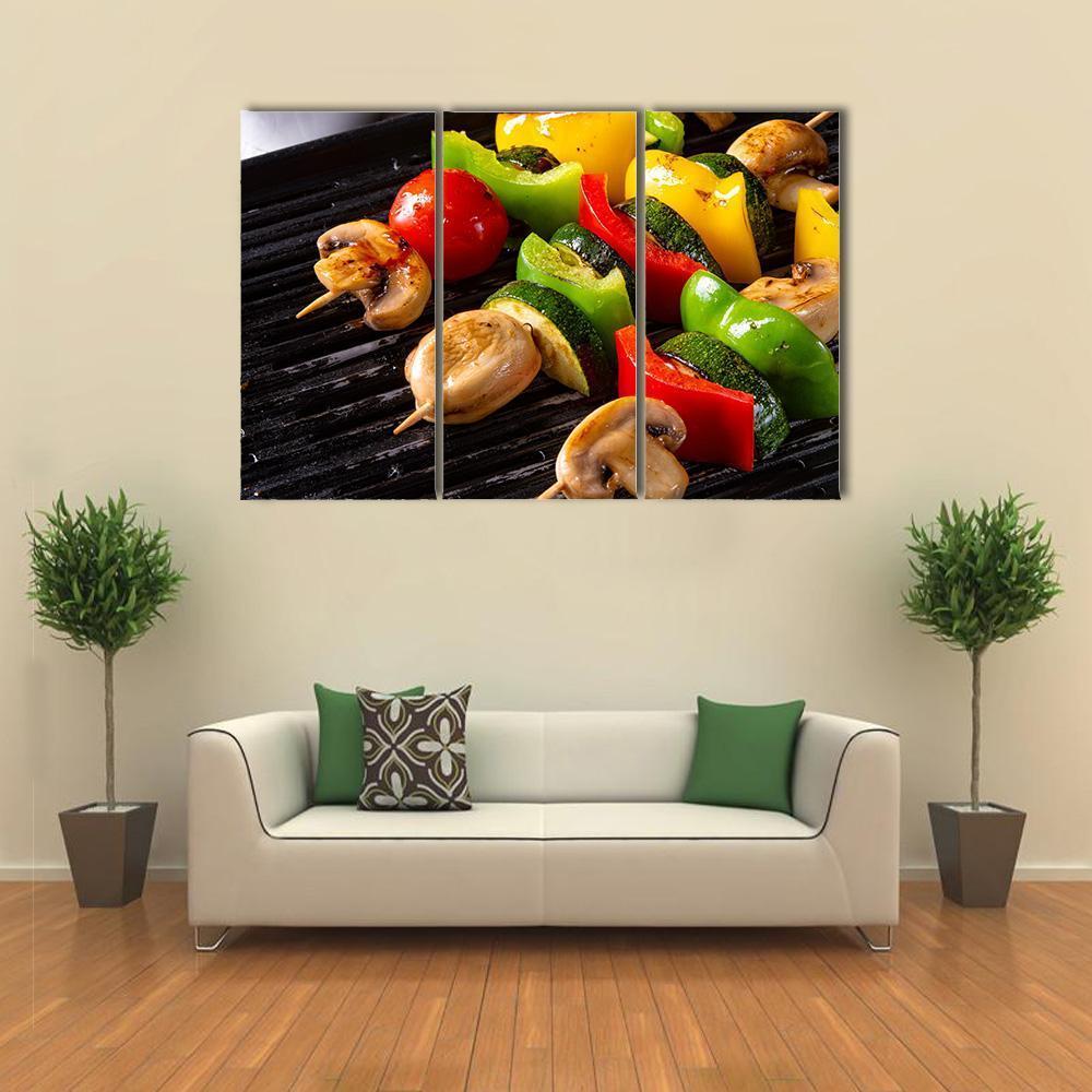 Rustic Vegetable Shashlik Canvas Wall Art-3 Horizontal-Gallery Wrap-37" x 24"-Tiaracle