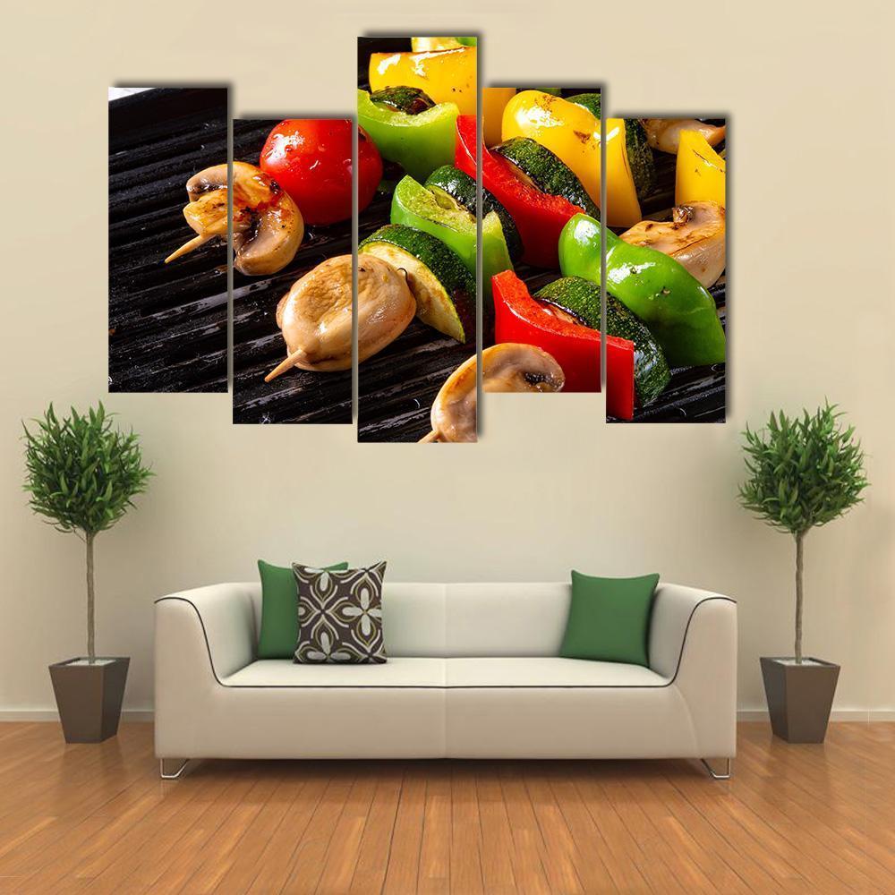 Rustic Vegetable Shashlik Canvas Wall Art-5 Pop-Gallery Wrap-47" x 32"-Tiaracle