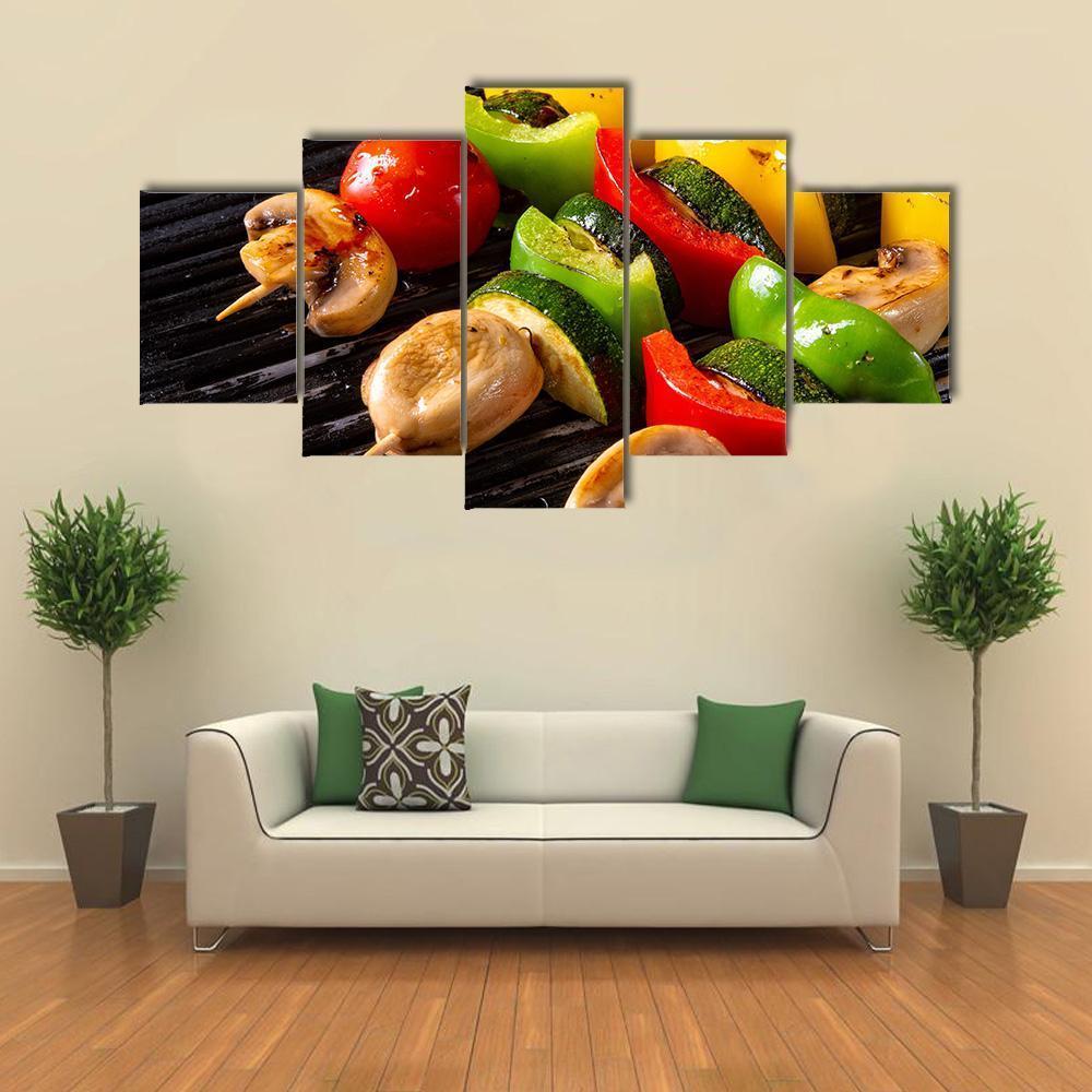 Rustic Vegetable Shashlik Canvas Wall Art-5 Star-Gallery Wrap-62" x 32"-Tiaracle