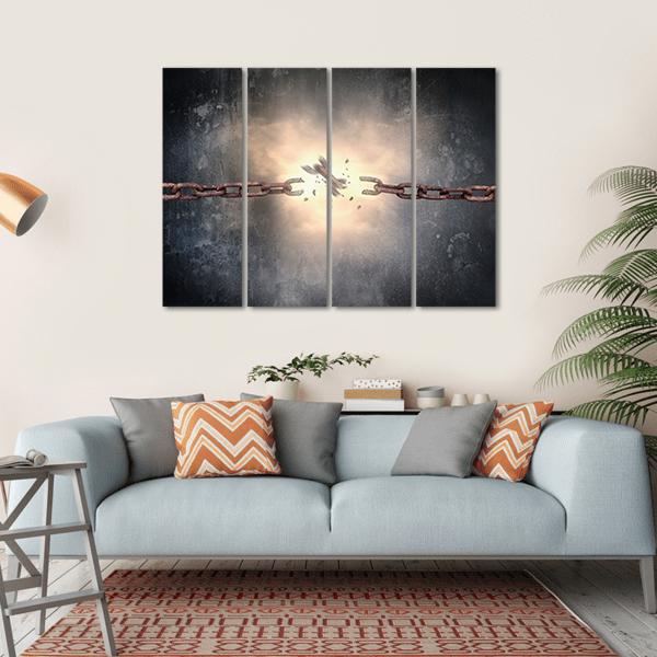 Rusty Iron Chains Broken Canvas Wall Art-4 Horizontal-Gallery Wrap-34" x 24"-Tiaracle