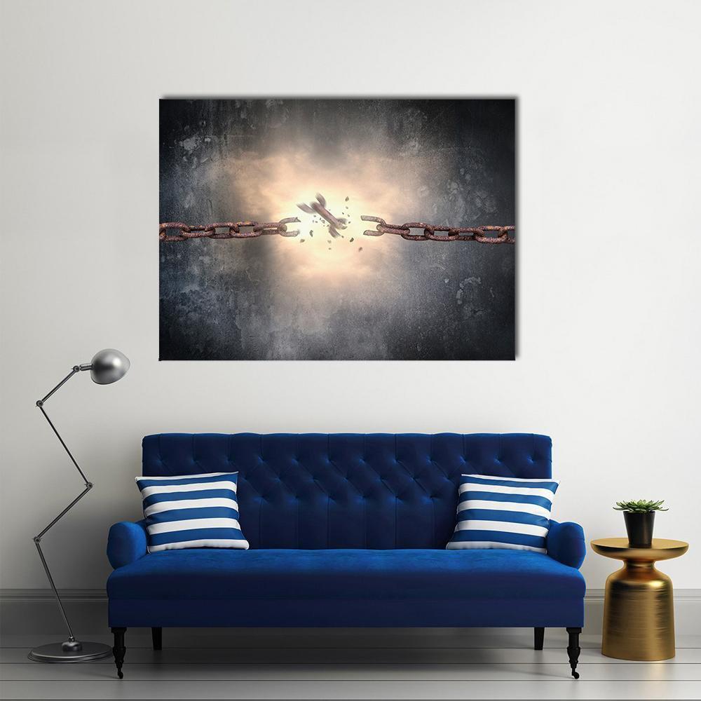 Rusty Iron Chains Broken Canvas Wall Art-1 Piece-Gallery Wrap-48" x 32"-Tiaracle