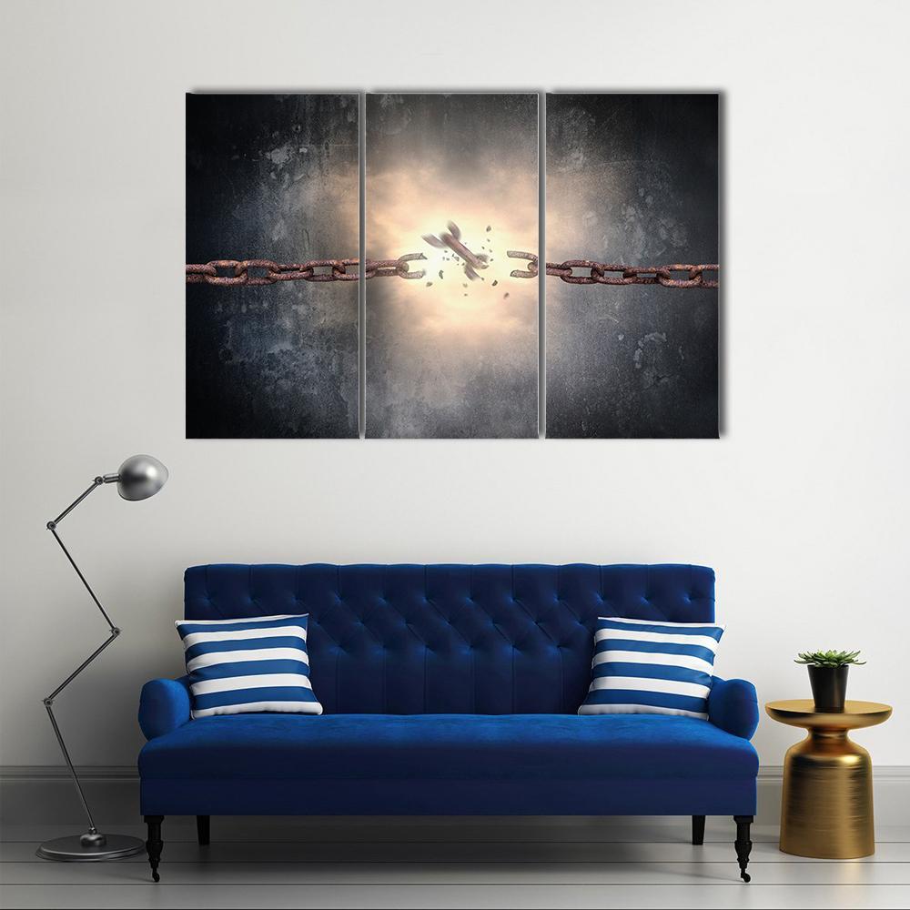 Rusty Iron Chains Broken Canvas Wall Art-3 Horizontal-Gallery Wrap-37" x 24"-Tiaracle
