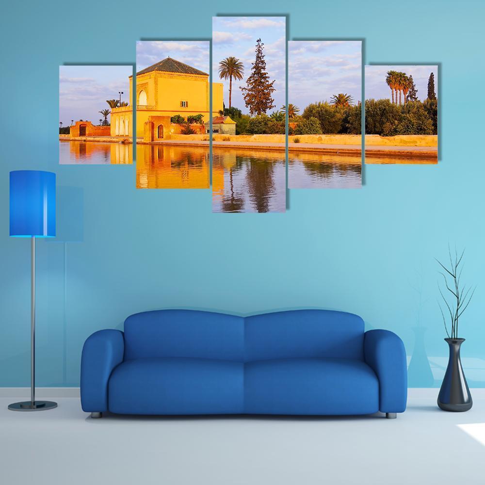 Saadian Garden In Morocco Canvas Wall Art-5 Star-Gallery Wrap-62" x 32"-Tiaracle