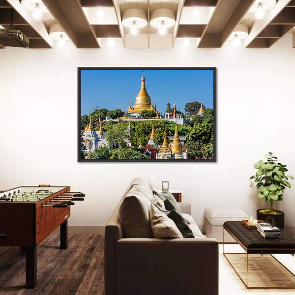 Sagaing Hills And Temples Near Mandalay Canvas Wall Art-3 Horizontal-Gallery Wrap-25" x 16"-Tiaracle