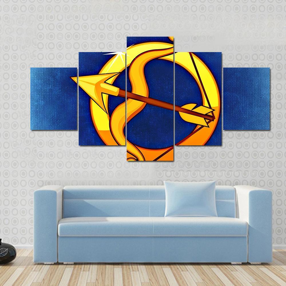 Sagittarius Zodiac Sign Canvas Wall Art-5 Star-Gallery Wrap-42" x 21"-Tiaracle