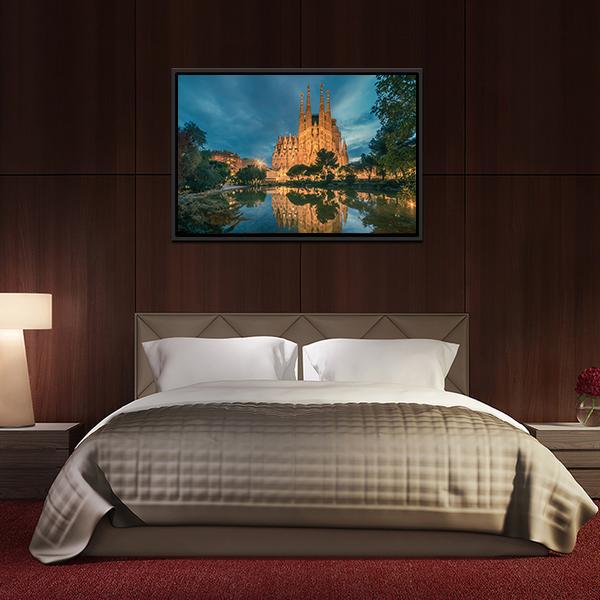 Sagrada Familia Church Panoramic Canvas Wall Art-1 Piece-36" x 12"-Tiaracle