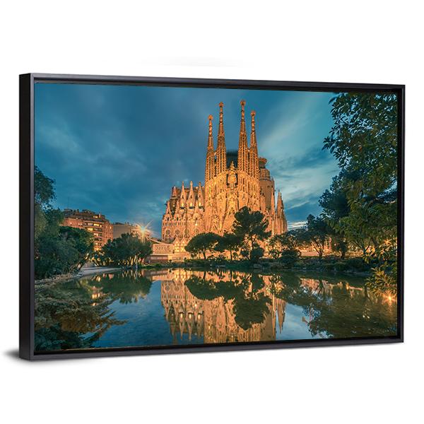 Sagrada Familia Church Panoramic Canvas Wall Art-1 Piece-36" x 12"-Tiaracle
