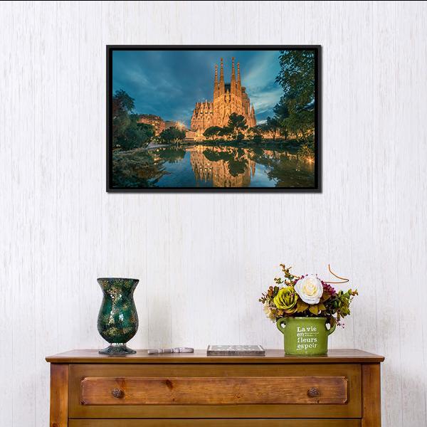Sagrada Familia Church Vertical Canvas Wall Art-3 Vertical-Gallery Wrap-12" x 25"-Tiaracle