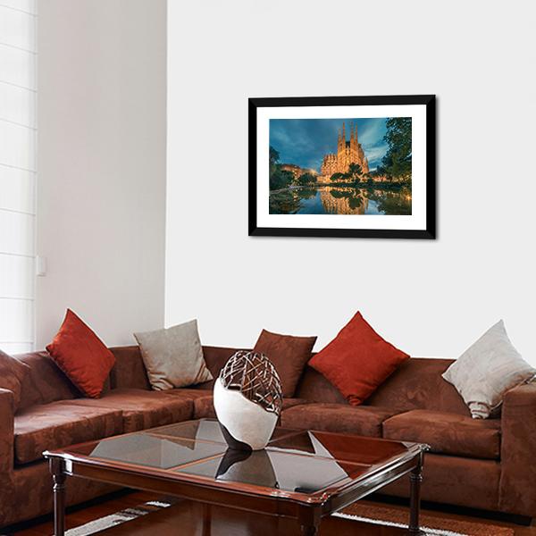 Sagrada Familia Church Vertical Canvas Wall Art-3 Vertical-Gallery Wrap-12" x 25"-Tiaracle