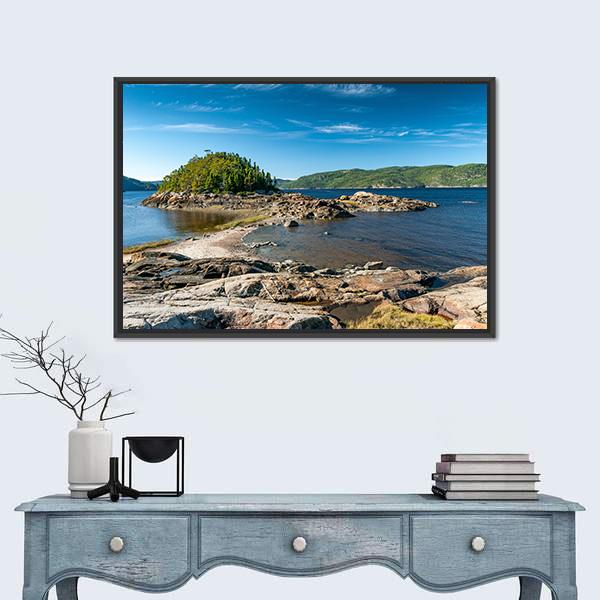 Saguenay Fjord In Canada Canvas Wall Art-1 Piece-Floating Frame-24" x 16"-Tiaracle