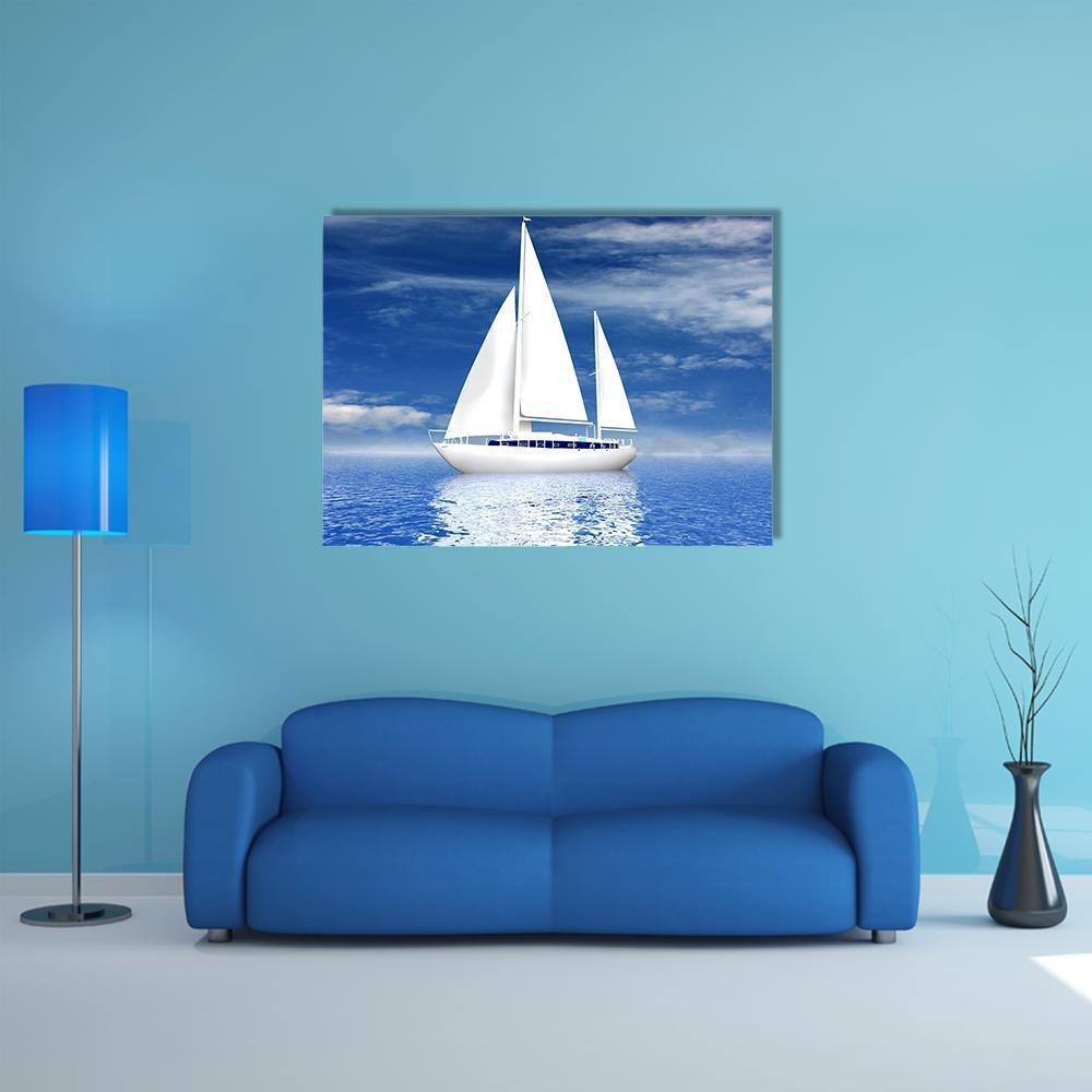 Sailing Luxury Yacht Canvas Wall Art-1 Piece-Gallery Wrap-48" x 32"-Tiaracle