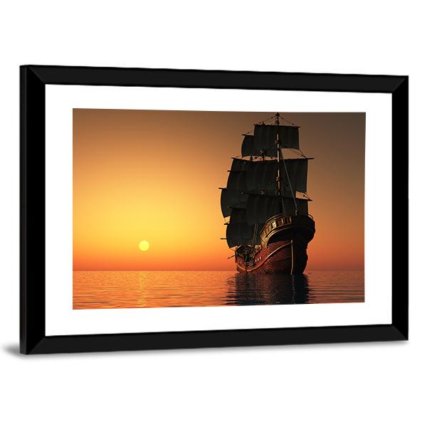 Sailing Ship Canvas Wall Art-5 Horizontal-Gallery Wrap-22" x 12"-Tiaracle