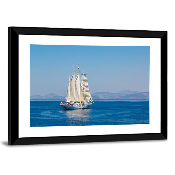 Sailing Ship In A Beautiful Summer Day Canvas Wall Art-3 Horizontal-Gallery Wrap-25" x 16"-Tiaracle