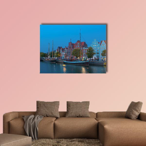 Sailing Ships On The Untertrave River Canvas Wall Art-1 Piece-Gallery Wrap-48" x 32"-Tiaracle