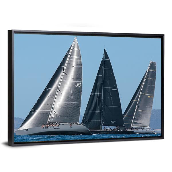 Sailing Ships Race In Mallorca Canvas Wall Art-3 Horizontal-Gallery Wrap-25" x 16"-Tiaracle