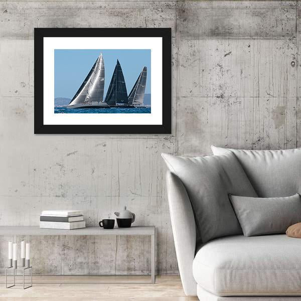 Sailing Ships Race In Mallorca Canvas Wall Art-3 Horizontal-Gallery Wrap-25" x 16"-Tiaracle