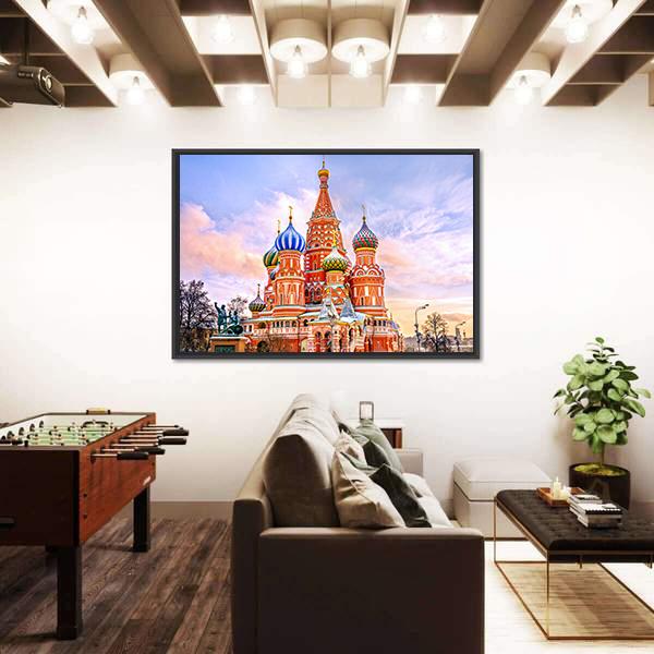 Saint Basil's Cathedral In Red Square In Winter Canvas Wall Art-3 Horizontal-Gallery Wrap-25" x 16"-Tiaracle