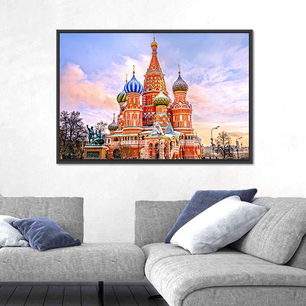 Saint Basil's Cathedral In Red Square In Winter Canvas Wall Art-3 Horizontal-Gallery Wrap-25" x 16"-Tiaracle