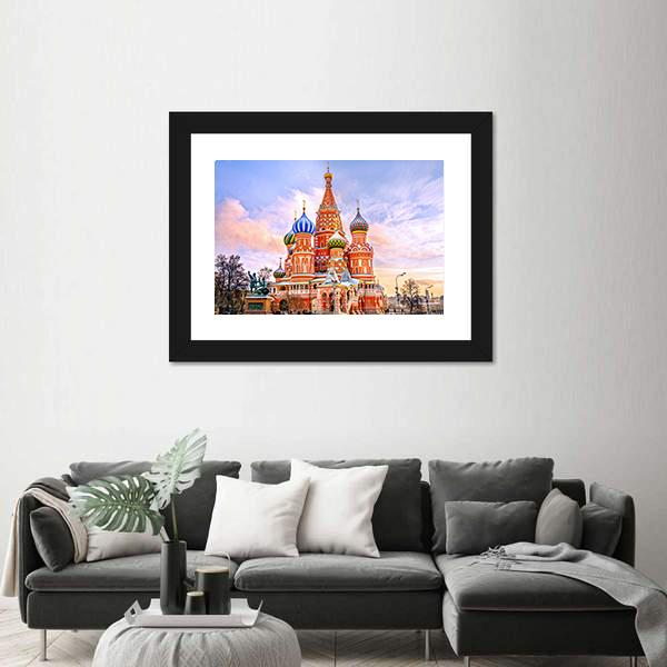 Saint Basil's Cathedral In Red Square In Winter Canvas Wall Art-3 Horizontal-Gallery Wrap-25" x 16"-Tiaracle