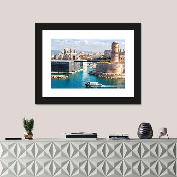 Saint Jean Castle And Cathedral De La Major Canvas Wall Art-1 Piece-Framed Print-20" x 16"-Tiaracle